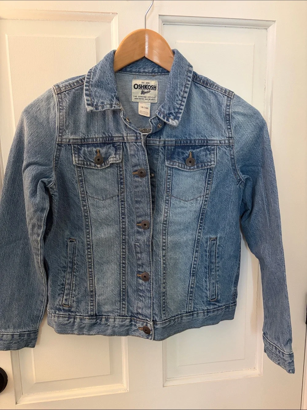 OshKosh B'gosh Classic Blue Denim Jean Jacket Size 14